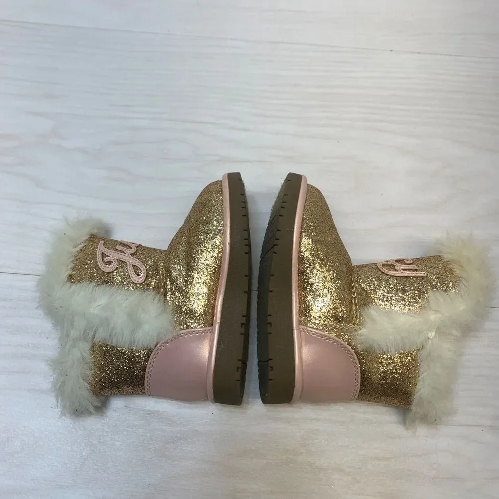 JUICY COUTURE Lil‎ Windsor Glitter Fur Toddler Girl’s Boots~Size 5M Rose Gold